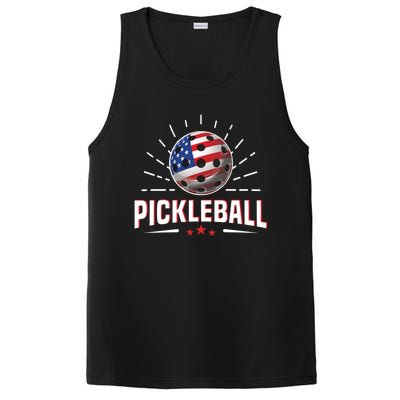 Pickleball Player Paddleball Lover Us American Flag PosiCharge Competitor Tank