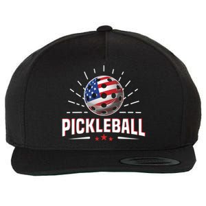 Pickleball Player Paddleball Lover Us American Flag Wool Snapback Cap