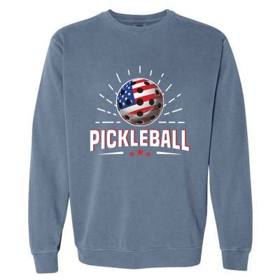 Pickleball Player Paddleball Lover Us American Flag Garment-Dyed Sweatshirt