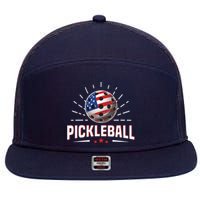 Pickleball Player Paddleball Lover Us American Flag 7 Panel Mesh Trucker Snapback Hat