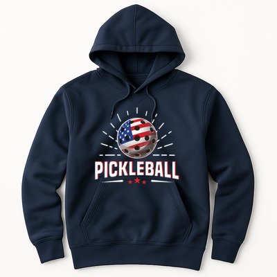 Pickleball Player Paddleball Lover Us American Flag Hoodie