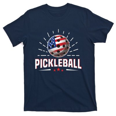 Pickleball Player Paddleball Lover Us American Flag T-Shirt