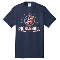 Pickleball Player Paddleball Lover Us American Flag Tall T-Shirt