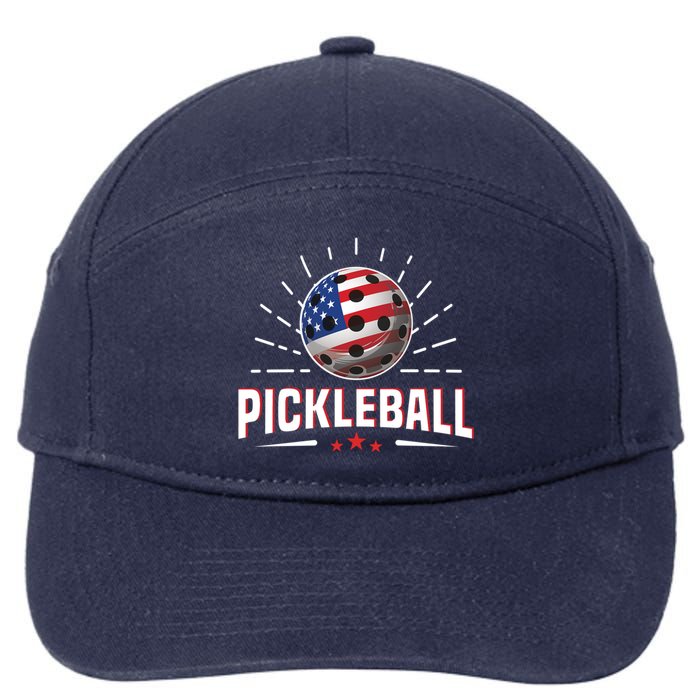 Pickleball Player Paddleball Lover Us American Flag 7-Panel Snapback Hat