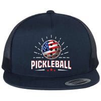 Pickleball Player Paddleball Lover Us American Flag Flat Bill Trucker Hat