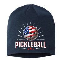 Pickleball Player Paddleball Lover Us American Flag Sustainable Beanie