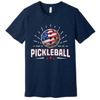 Pickleball Player Paddleball Lover Us American Flag Premium T-Shirt