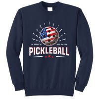 Pickleball Player Paddleball Lover Us American Flag Tall Sweatshirt