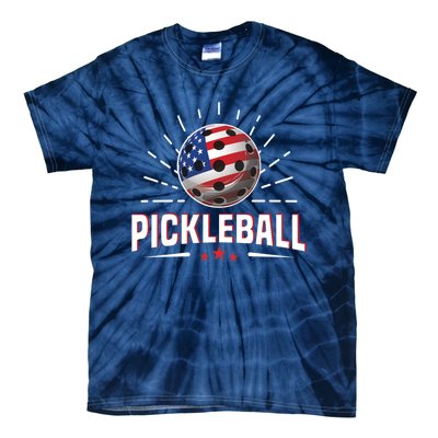 Pickleball Player Paddleball Lover Us American Flag Tie-Dye T-Shirt