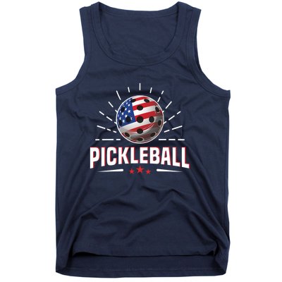 Pickleball Player Paddleball Lover Us American Flag Tank Top