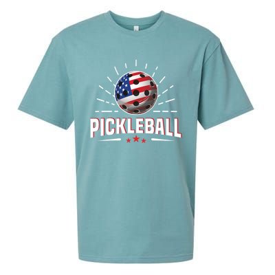 Pickleball Player Paddleball Lover Us American Flag Sueded Cloud Jersey T-Shirt