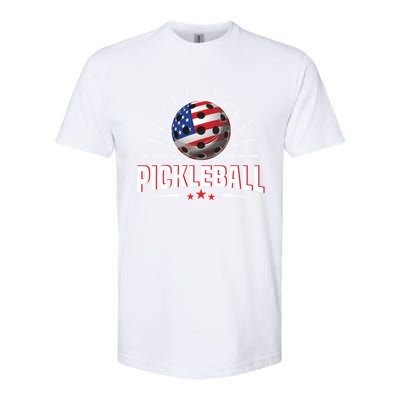 Pickleball Player Paddleball Lover Us American Flag Softstyle CVC T-Shirt