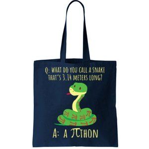 Python Pithon Pi Symbol Funny Math Teacher Pi Day Tote Bag