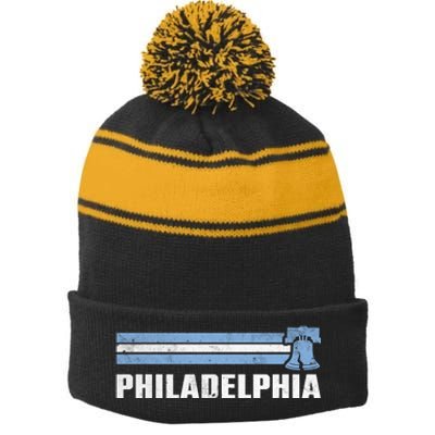 Philly Philadelphia Baseball Retro Vintage Stripes Stripe Pom Pom Beanie