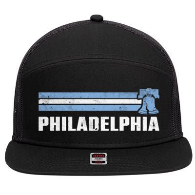 Philly Philadelphia Baseball Retro Vintage Stripes 7 Panel Mesh Trucker Snapback Hat