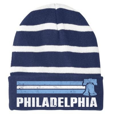 Philly Philadelphia Baseball Retro Vintage Stripes Striped Beanie with Solid Band