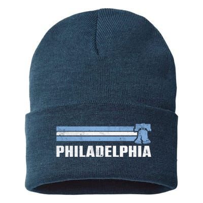 Philly Philadelphia Baseball Retro Vintage Stripes Sustainable Knit Beanie