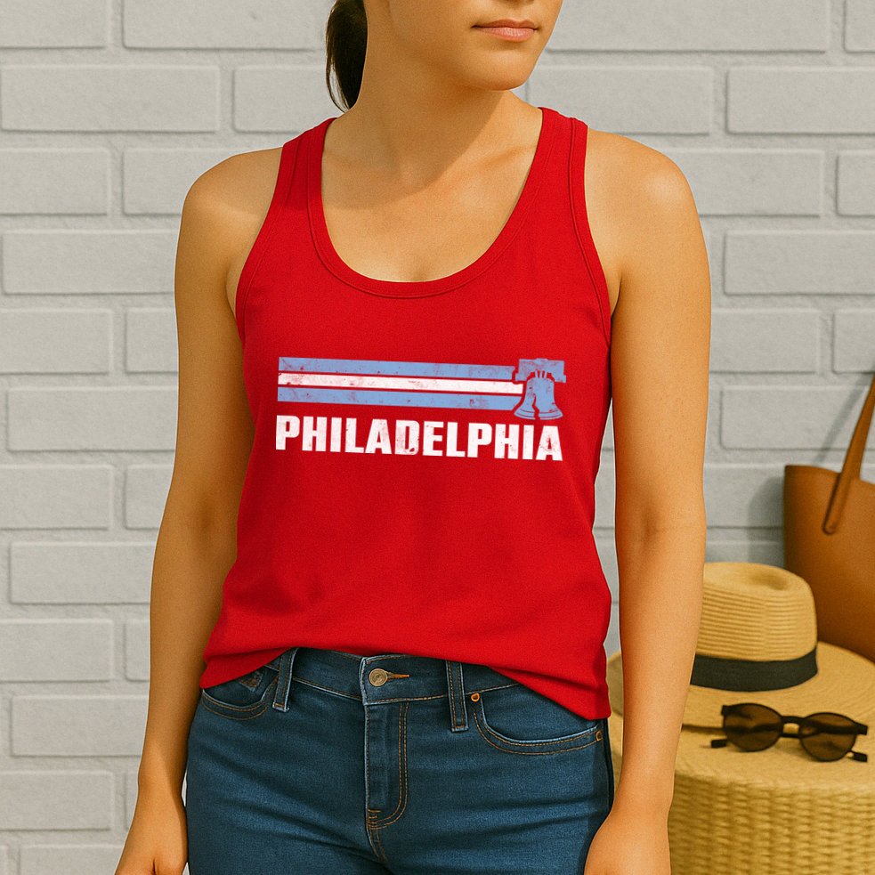 Philly Philadelphia Baseball Retro Vintage Stripes Womens Tank Top