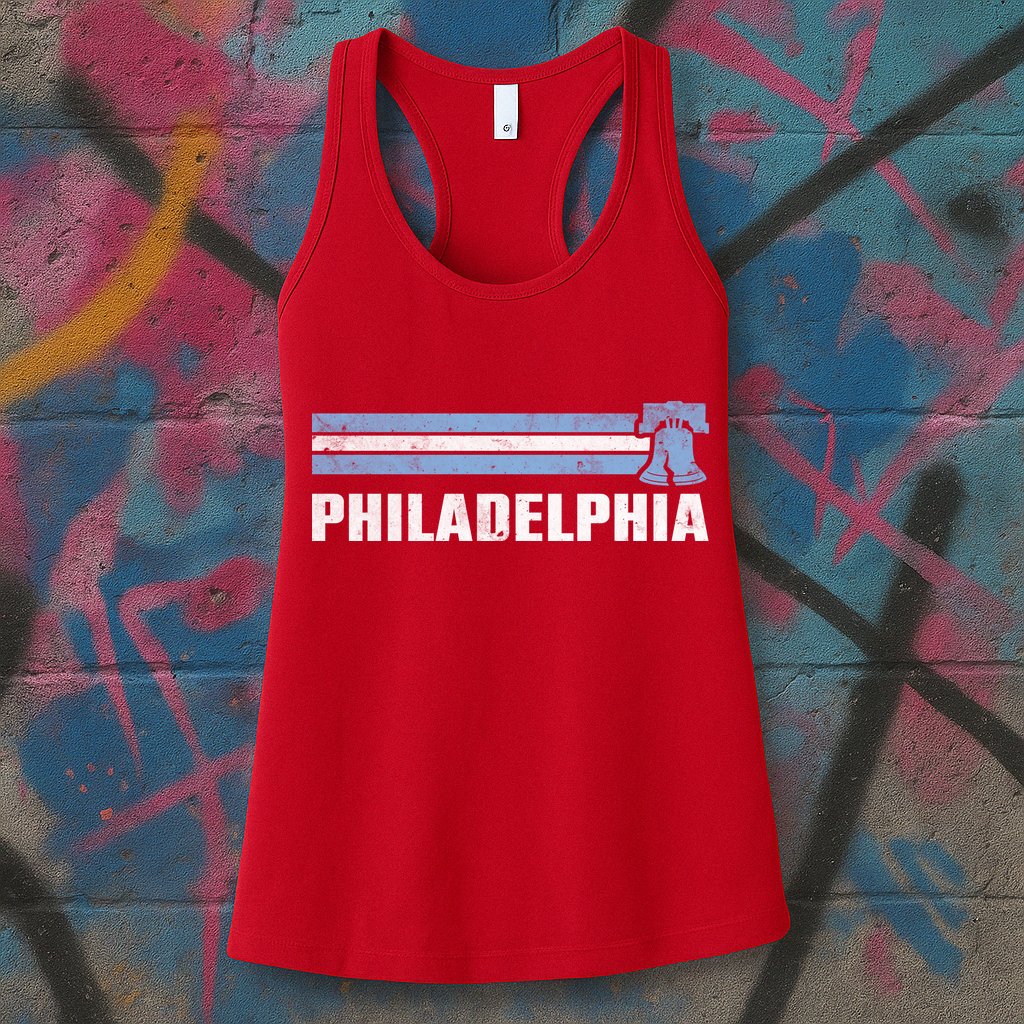 Philly Philadelphia Baseball Retro Vintage Stripes Womens Tank Top