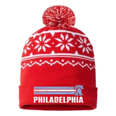 Philly Philadelphia Baseball Retro Vintage Stripes USA-Made Snowflake Beanie