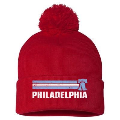 Philly Philadelphia Baseball Retro Vintage Stripes Pom Pom 12in Knit Beanie