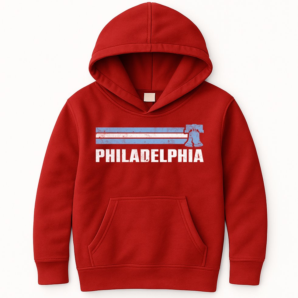 Philly Philadelphia Baseball Retro Vintage Stripes Kids Hoodie