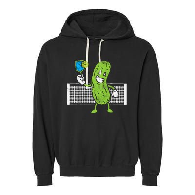 Pickle Playing Pickleball Funny Paddleball Gift Garment-Dyed Fleece Hoodie