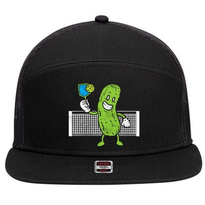 Pickle Playing Pickleball Funny Paddleball Gift 7 Panel Mesh Trucker Snapback Hat