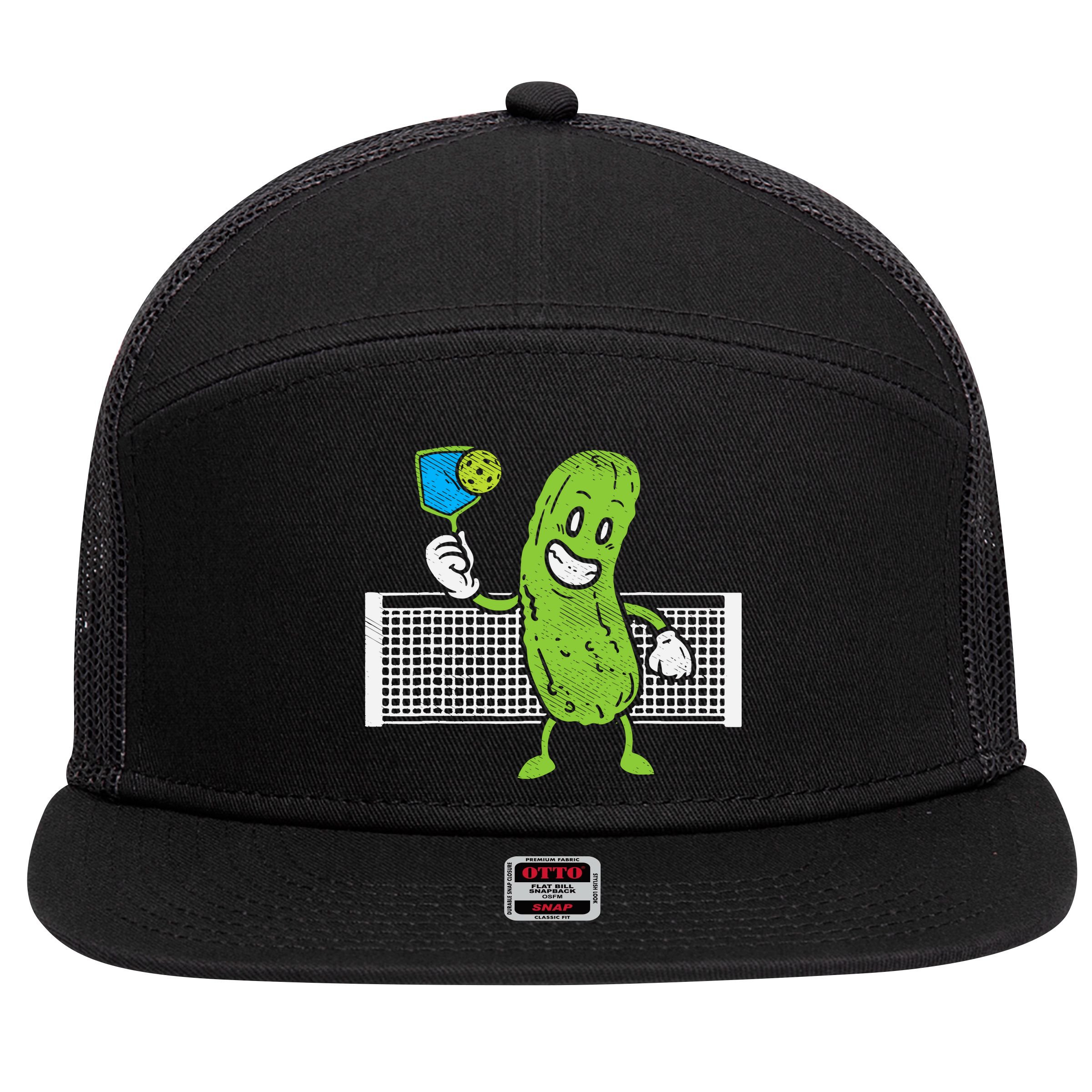 Pickle Playing Pickleball Funny Paddleball Gift 7 Panel Mesh Trucker Snapback Hat