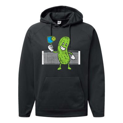 Pickle Playing Pickleball Funny Paddleball Gift Performance Fleece Hoodie