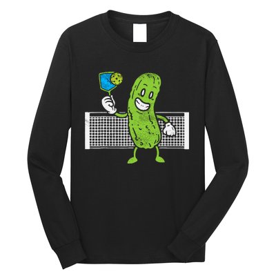 Pickle Playing Pickleball Funny Paddleball Gift Long Sleeve Shirt