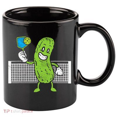 Pickle Playing Pickleball Funny Paddleball Gift 11oz C Handle Ceramic Mug