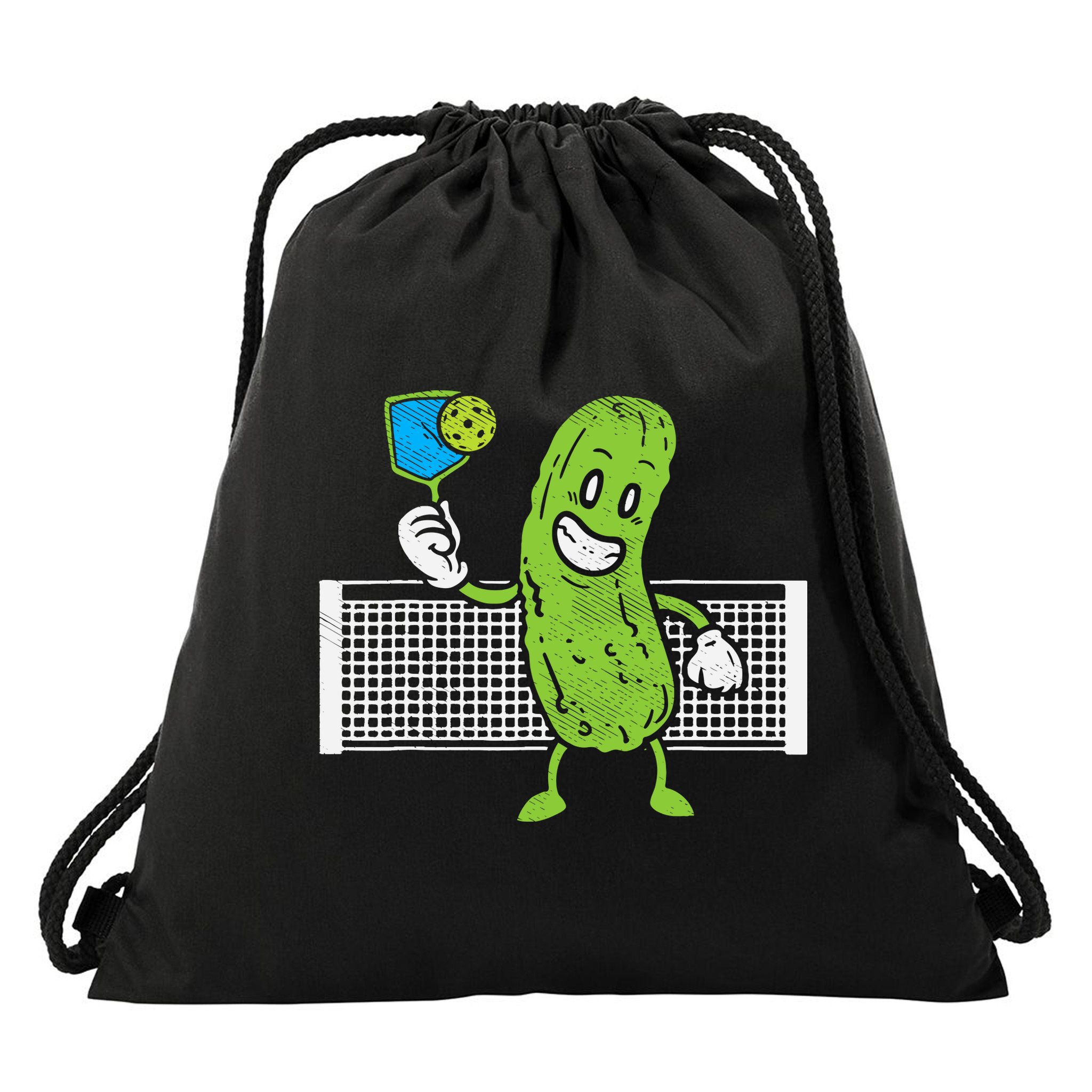Pickle Playing Pickleball Funny Paddleball Gift Drawstring Bag