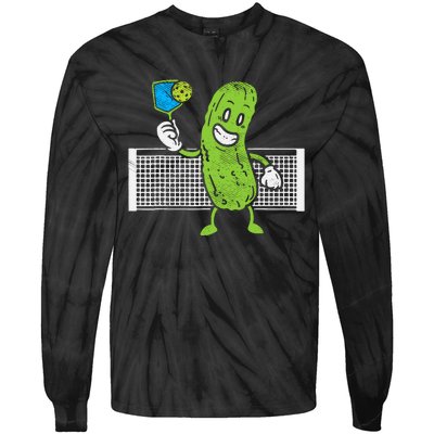 Pickle Playing Pickleball Funny Paddleball Gift Tie-Dye Long Sleeve Shirt