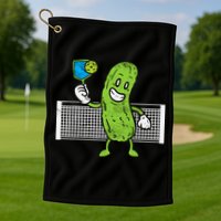 Pickle Playing Pickleball Funny Paddleball Gift Golf Towel