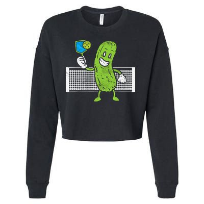 Pickle Playing Pickleball Funny Paddleball Gift Cropped Pullover Crew