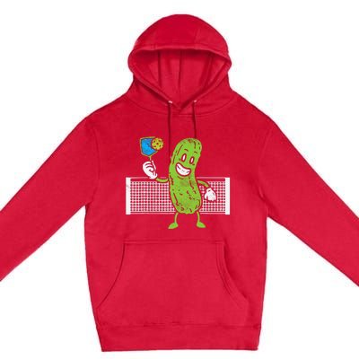 Pickle Playing Pickleball Funny Paddleball Gift Premium Pullover Hoodie