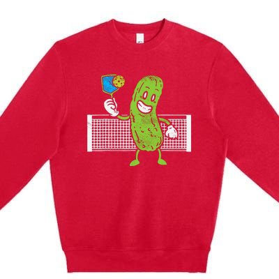 Pickle Playing Pickleball Funny Paddleball Gift Premium Crewneck Sweatshirt