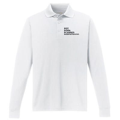 Pot Porn Planned Parenthood Performance Long Sleeve Polo