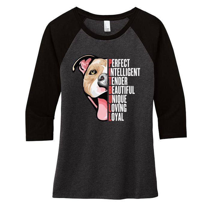 Pitbull Proud Pitbull Owners Women's Tri-Blend 3/4-Sleeve Raglan Shirt