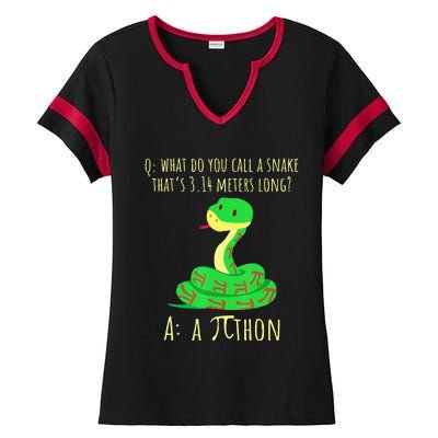 Python Pithon Pi Symbol Math Teacher Funny Pi Day Ladies Halftime Notch Neck Tee