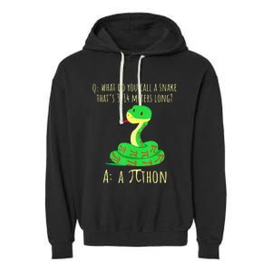 Python Pithon Pi Symbol Math Teacher Funny Pi Day Garment-Dyed Fleece Hoodie