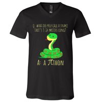 Python Pithon Pi Symbol Math Teacher Funny Pi Day V-Neck T-Shirt