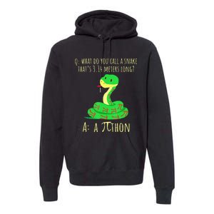 Python Pithon Pi Symbol Math Teacher Funny Pi Day Premium Hoodie