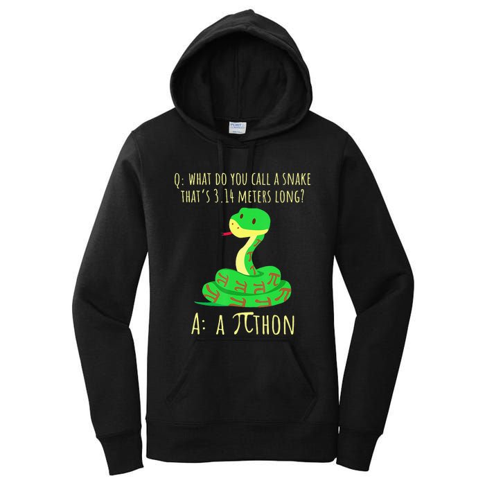 Python Pithon Pi Symbol Math Teacher Funny Pi Day Women's Pullover Hoodie