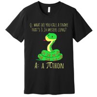 Python Pithon Pi Symbol Math Teacher Funny Pi Day Premium T-Shirt