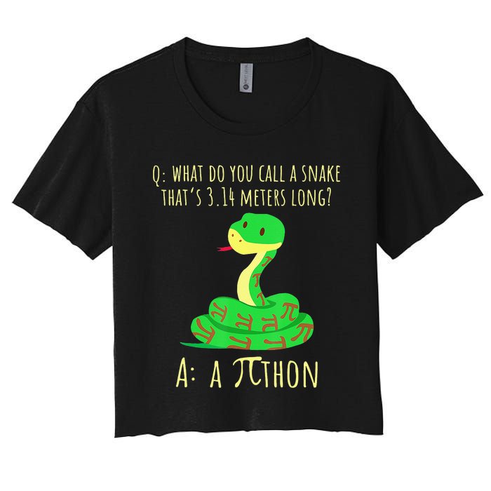 Python Pithon Pi Symbol Math Teacher Funny Pi Day Women's Crop Top Tee