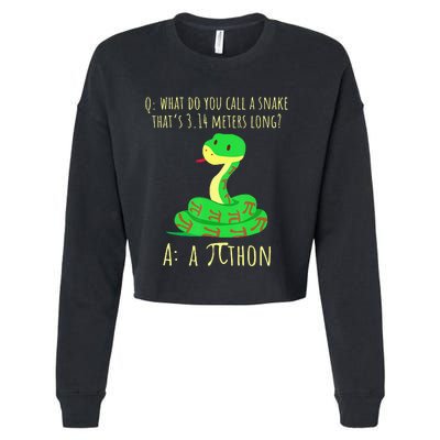 Python Pithon Pi Symbol Math Teacher Funny Pi Day Cropped Pullover Crew