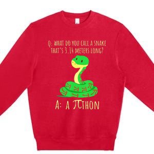 Python Pithon Pi Symbol Math Teacher Funny Pi Day Premium Crewneck Sweatshirt