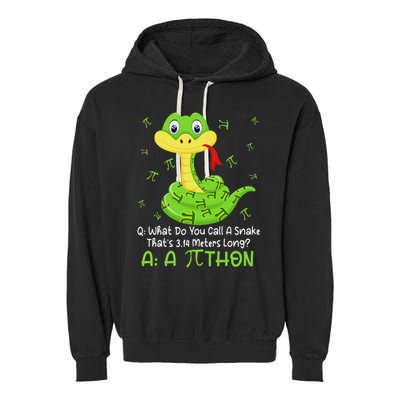 Python Pithon Pi Symbol Funny Math Teacher Pi Day Garment-Dyed Fleece Hoodie